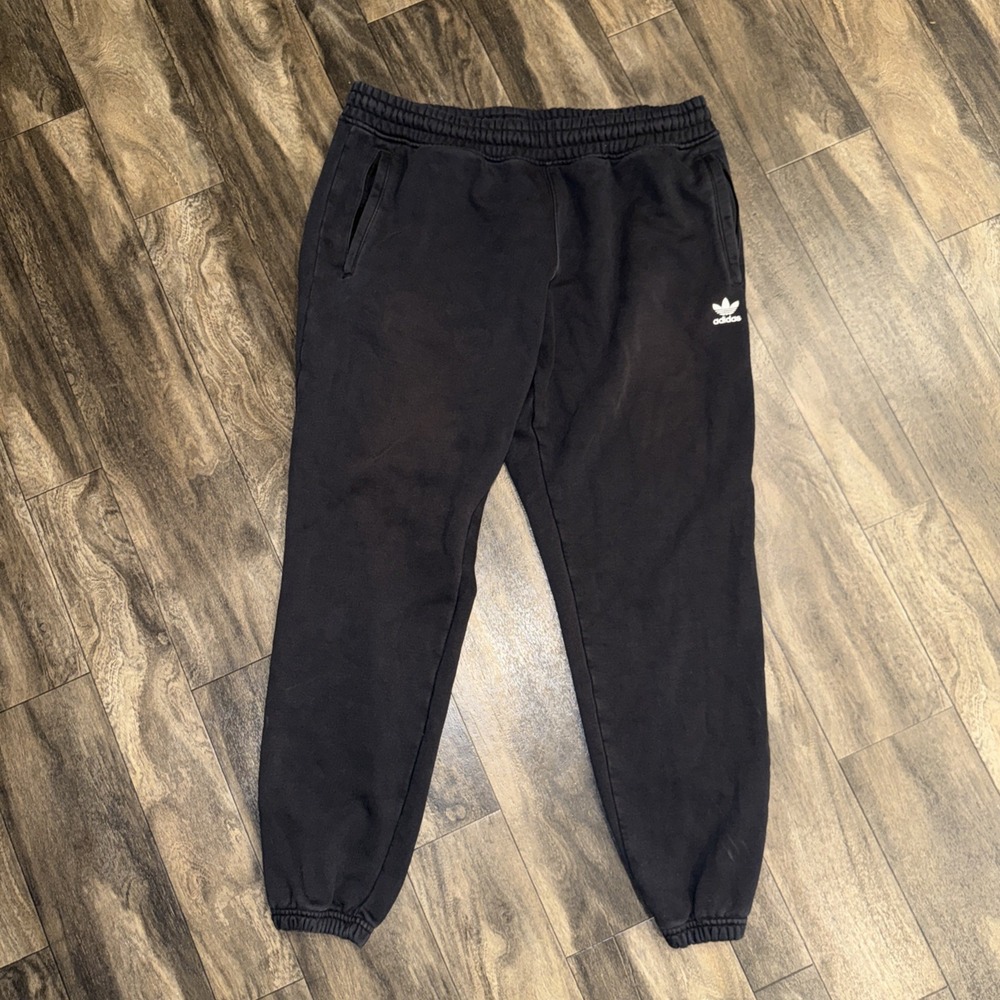 Adidas Fleece Jogger Tapered Sweatpants Classic Fit Men's 2XL Black Zip Pockets